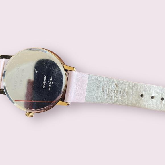 Kate Spade KSW9010 Metro Monogram K White Dial Pink Leather Strap Women\'s Watch